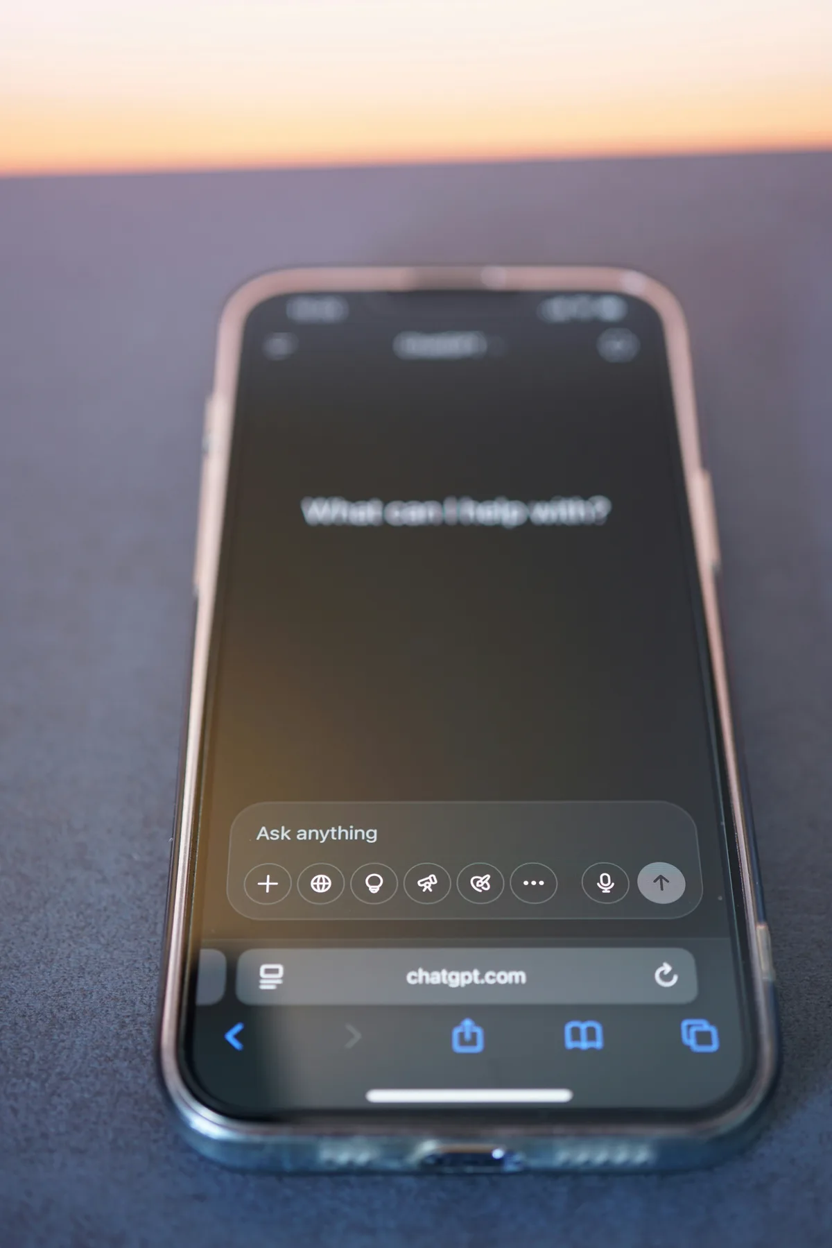 ChatGPT on phone screen at night